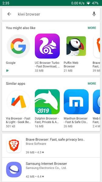 Kiwi Browser screenshot 2